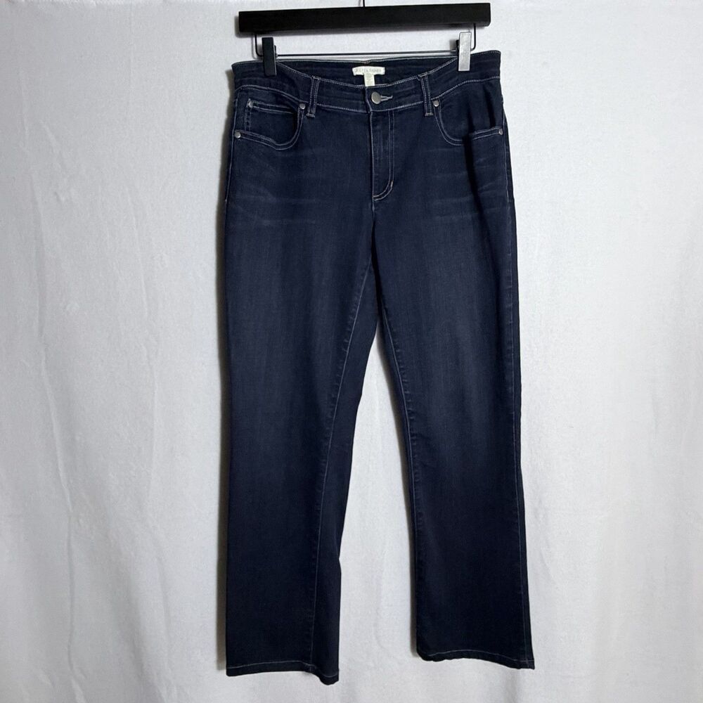Eileen Fisher Dark Wash Classic Stretch Straight Leg Denim Jeans Size 6